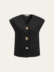 Metal Detail Cap Sleeve Vest