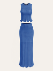 Wave Pattern Knit Maxi Skirt