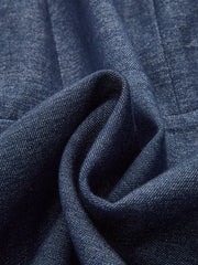 Denim Short Sleeved Zip-Front Mini Dress