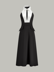 Cut-Out Contrast Collared Maxi Dress