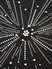 Rhinestone & Pearl Firework Pattern Knit Top