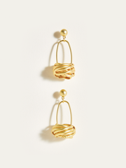 Golden Basket Drop Earrings