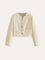 Colorful Heart Button Cropped Blazer