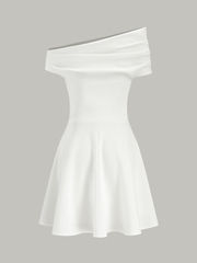Off-Shoulder Ruched Flare Dress
