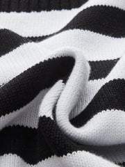 Striped Asymmetric Mock Neck Sweater Vest