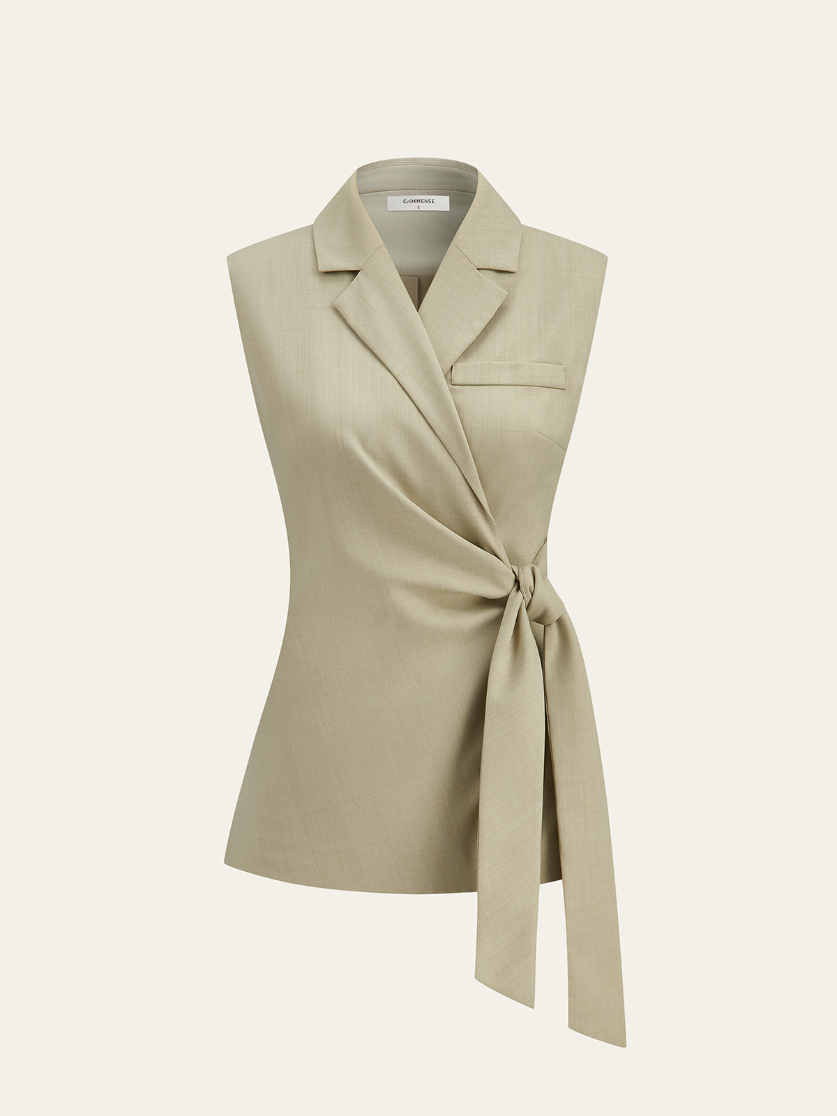Sleeveless Lapel Tie-Waist Vest