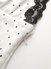 Lace Trim Polka Dot Cami Midi Dress