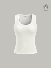 Ribbed Knit Crew Neck Tank Top