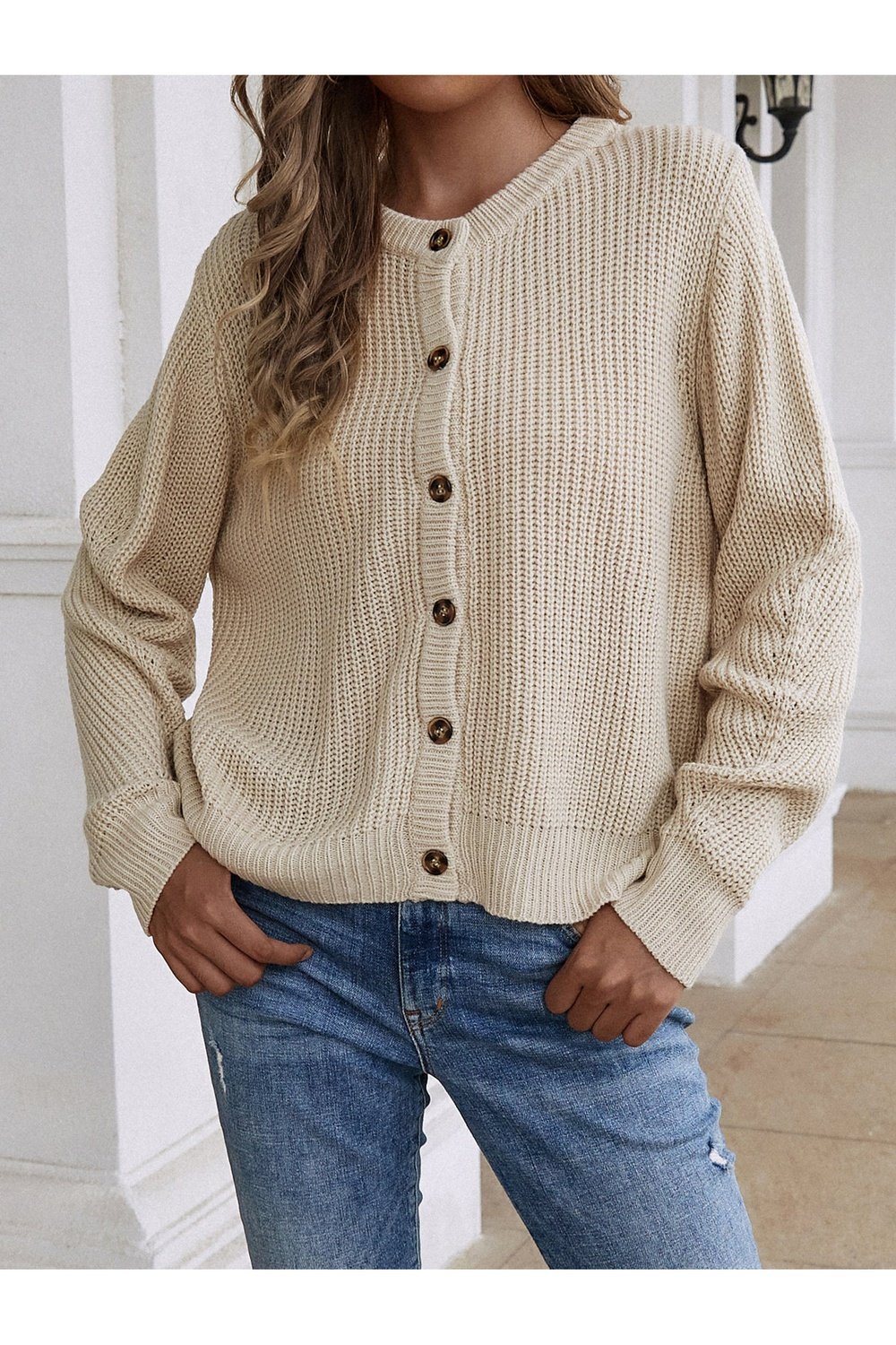 Button Down Rib-Knit Reversible Sweater