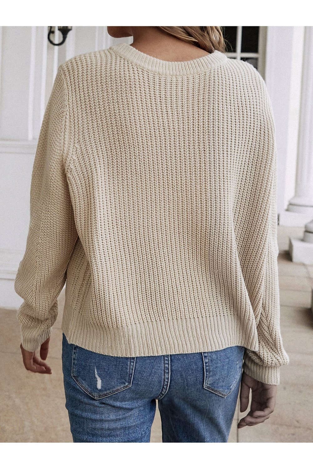 Button Down Rib-Knit Reversible Sweater