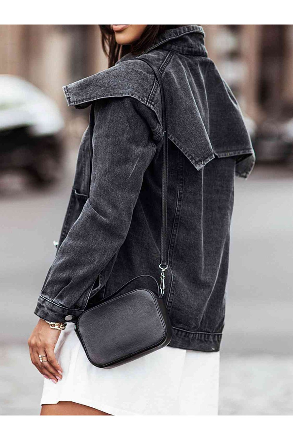 Collared Neck Button Down Denim Jacket