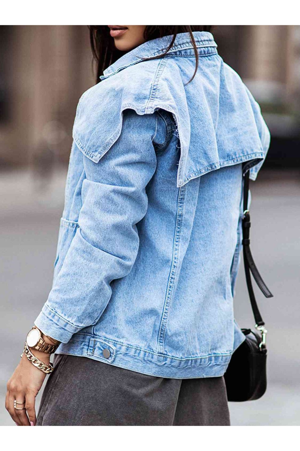 Collared Neck Button Down Denim Jacket