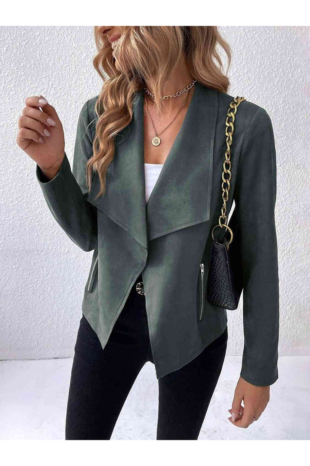 Collared Neck Long Sleeve Jacket