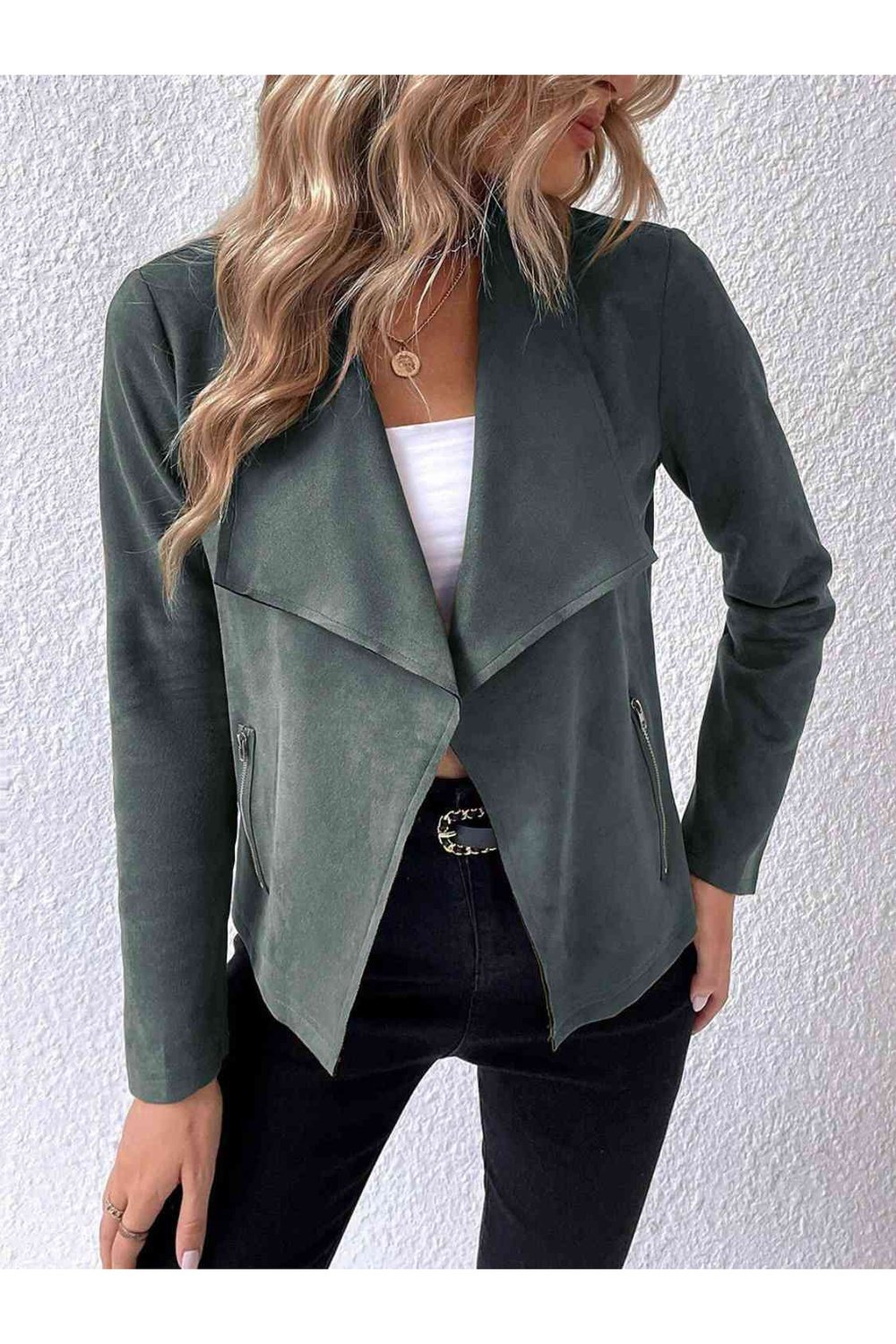 Collared Neck Long Sleeve Jacket