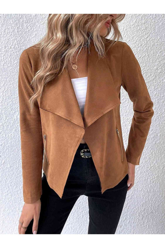 Collared Neck Long Sleeve Jacket