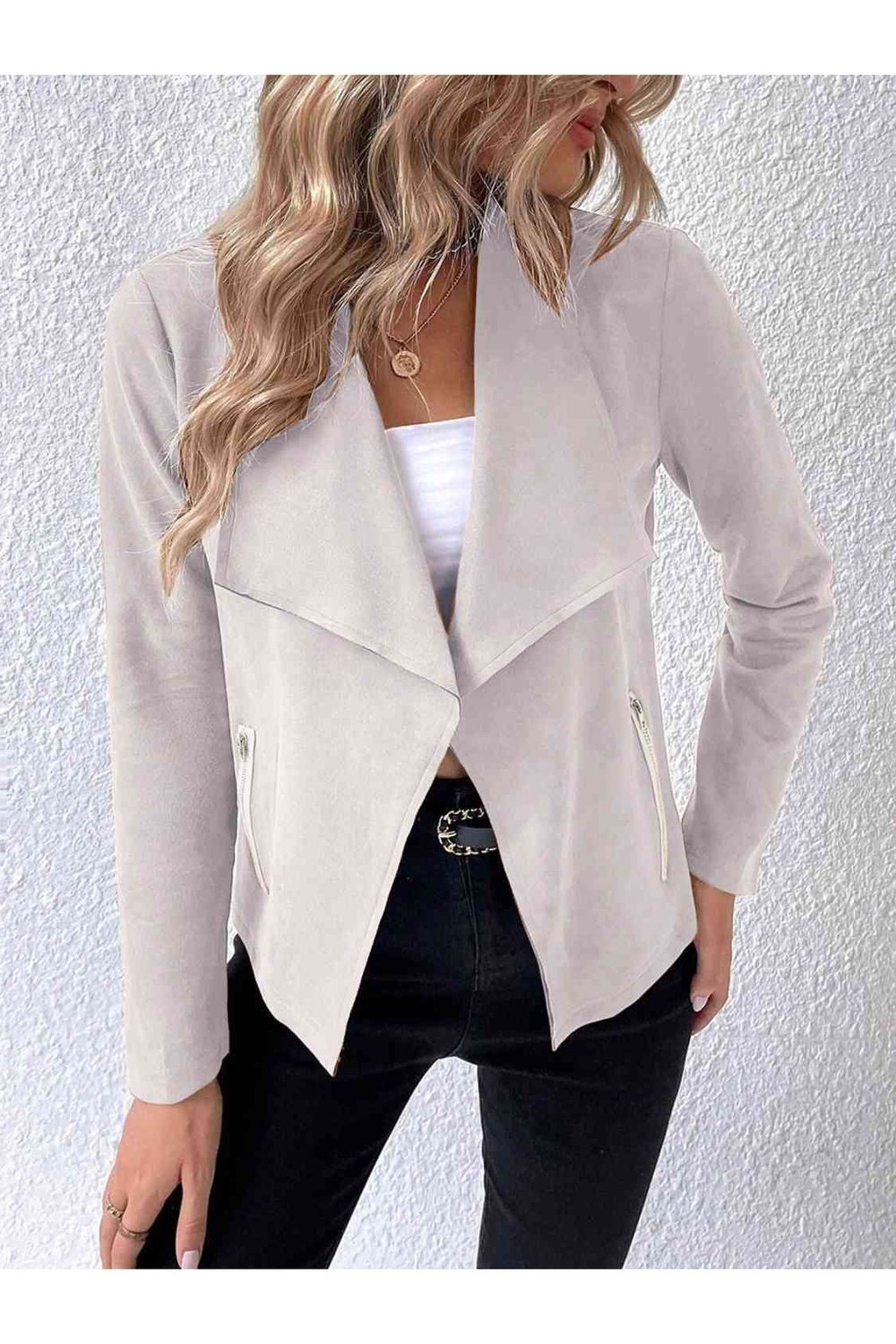 Collared Neck Long Sleeve Jacket