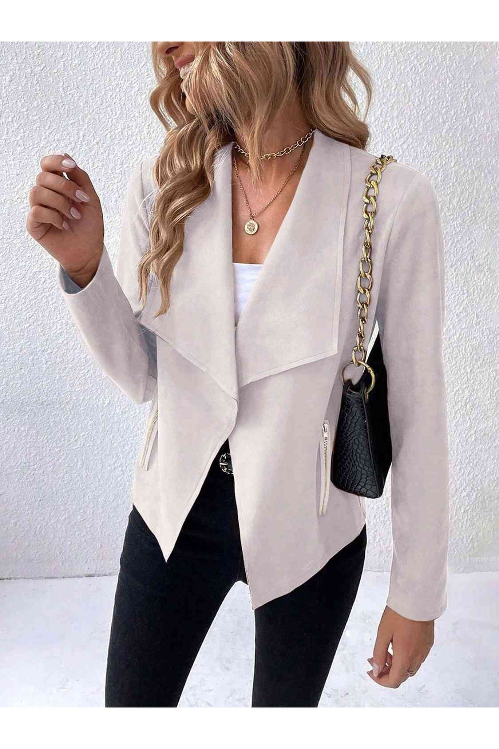 Collared Neck Long Sleeve Jacket