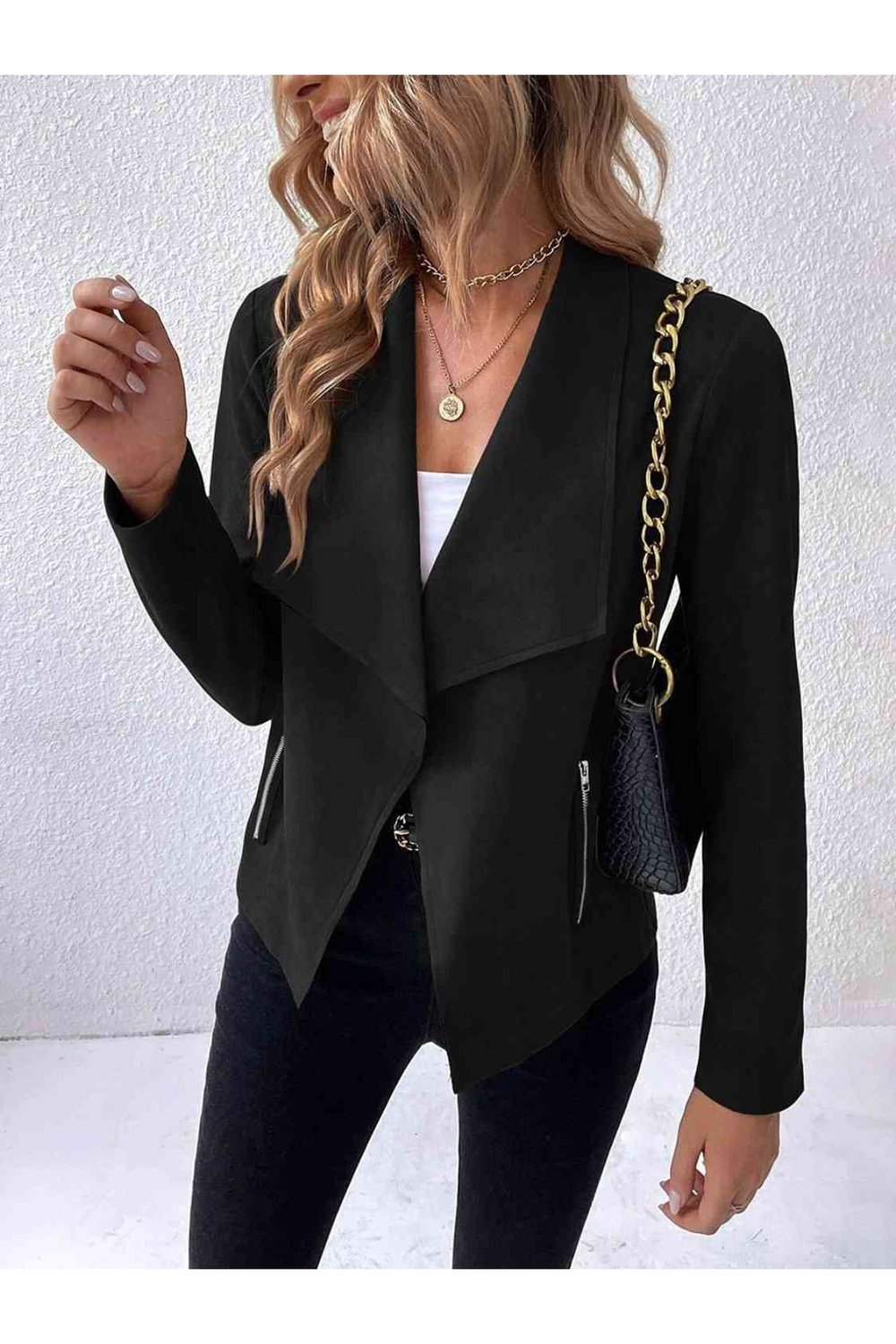 Collared Neck Long Sleeve Jacket