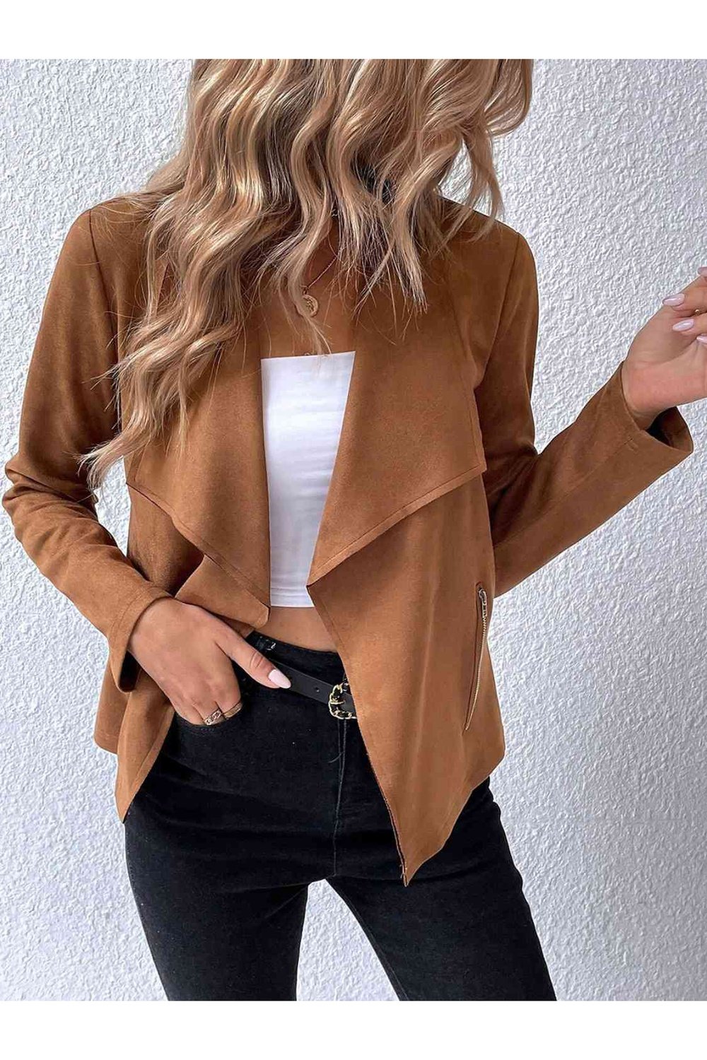 Collared Neck Long Sleeve Jacket