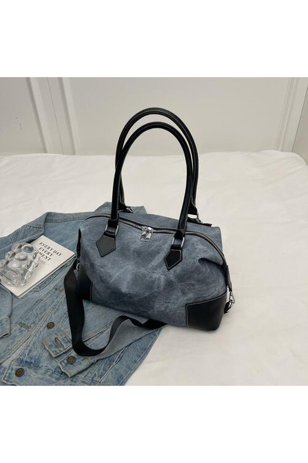 Contrast PU Leather Shoulder Bag