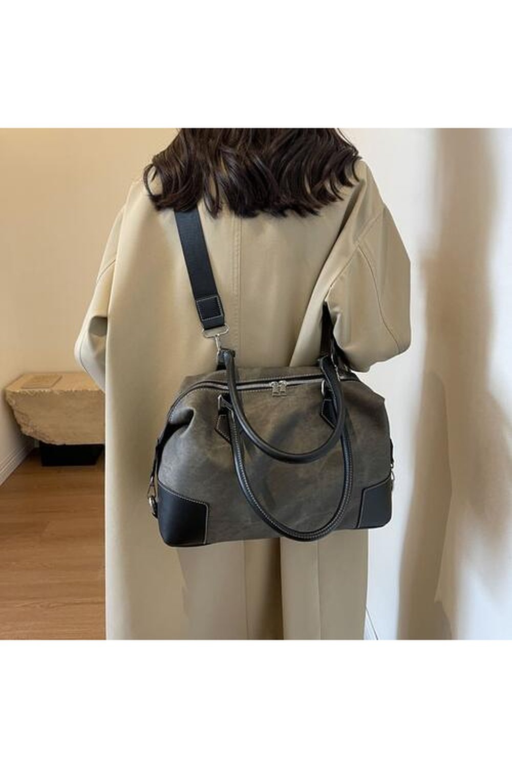 Contrast PU Leather Shoulder Bag