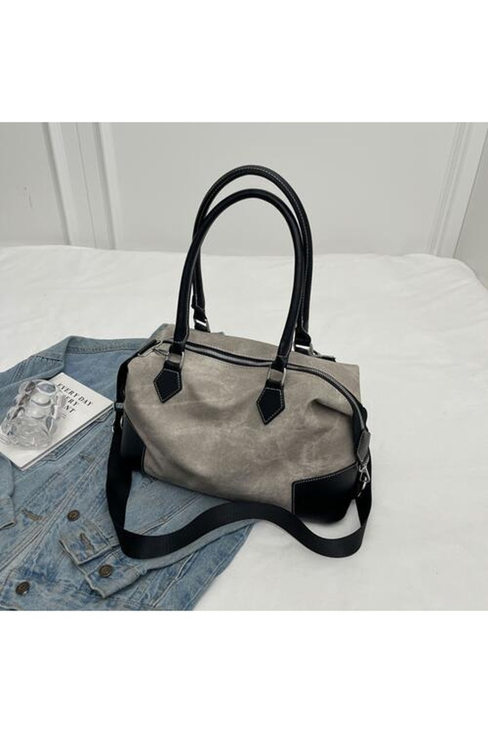 Contrast PU Leather Shoulder Bag