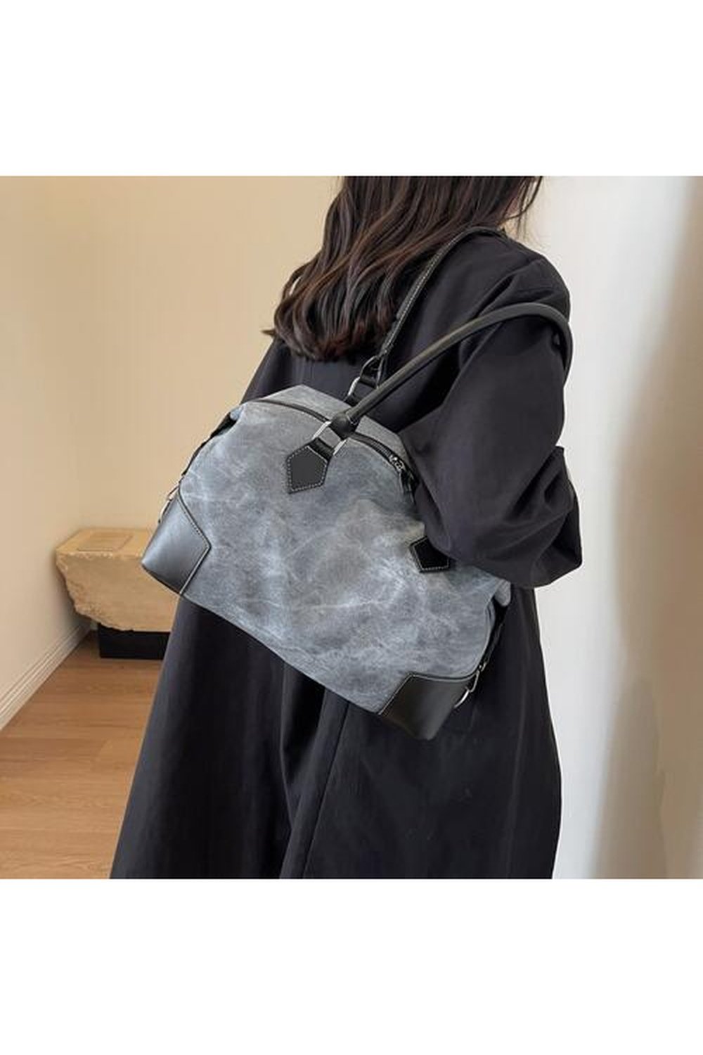 Contrast PU Leather Shoulder Bag