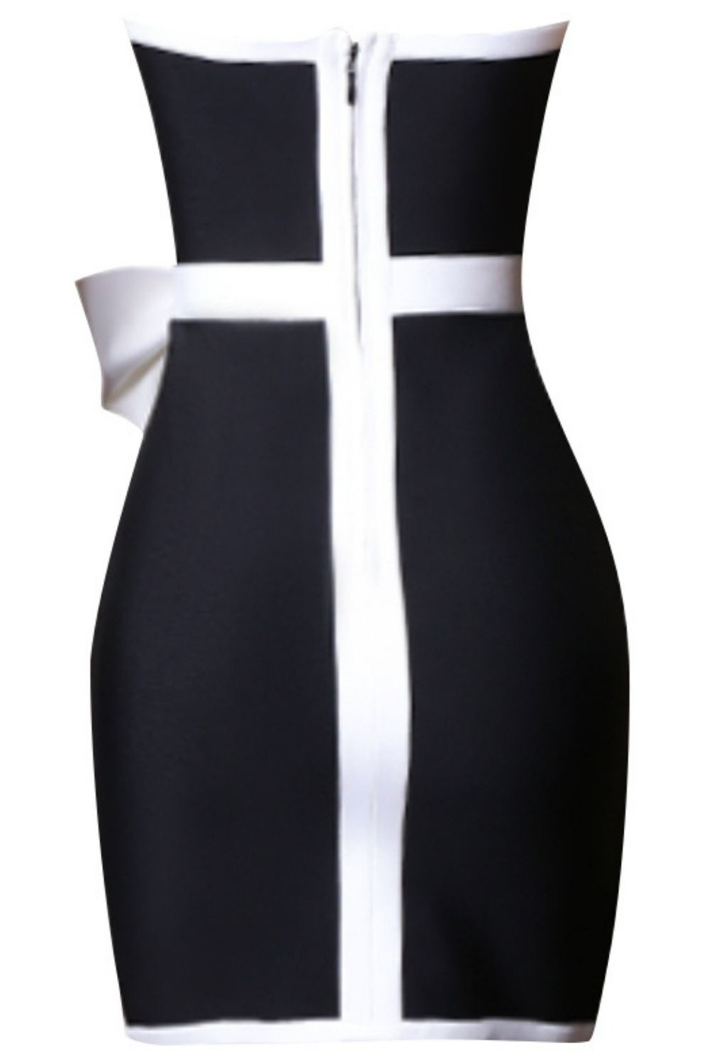 Contrast Strapless Bow Detail Mini Dress