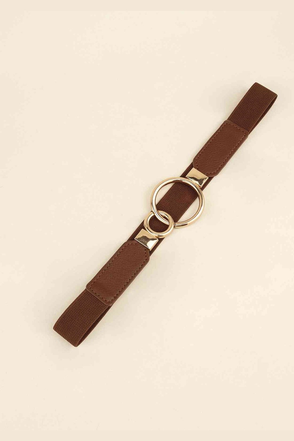 Double Ring Buckle Elastic PU Belt