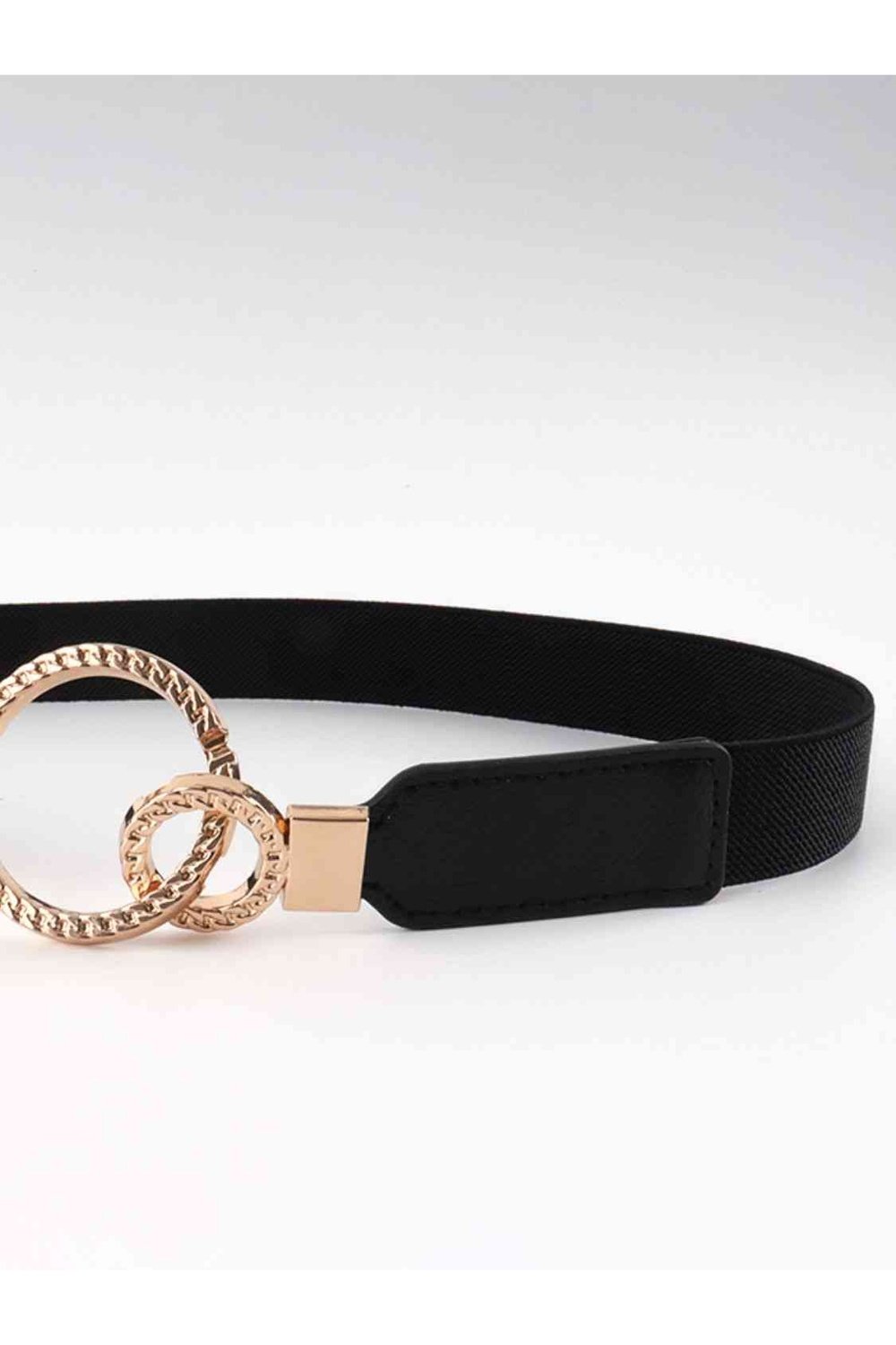 Double Ring Buckle Elastic PU Belt