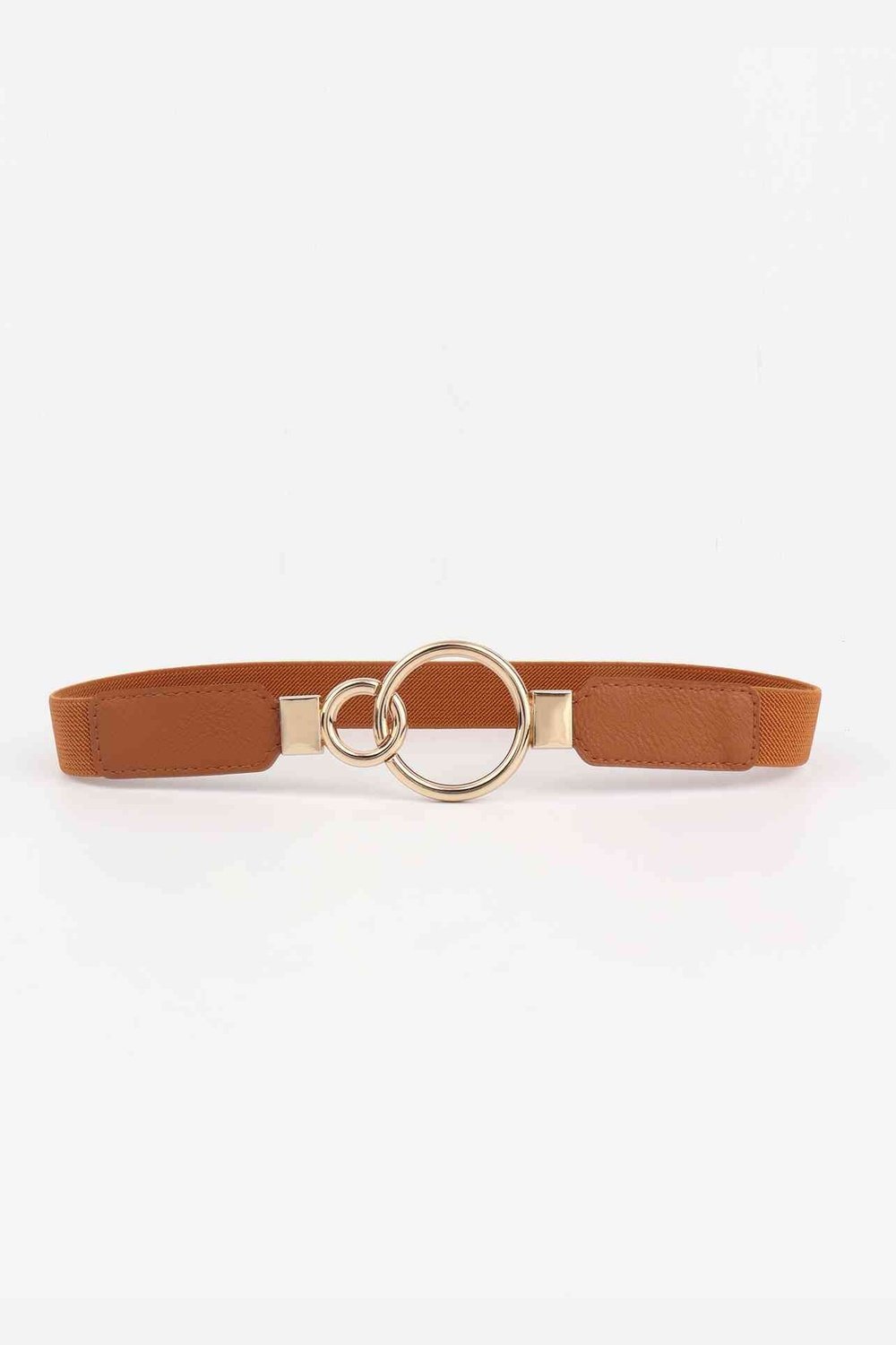 Double Ring Buckle Elastic PU Belt