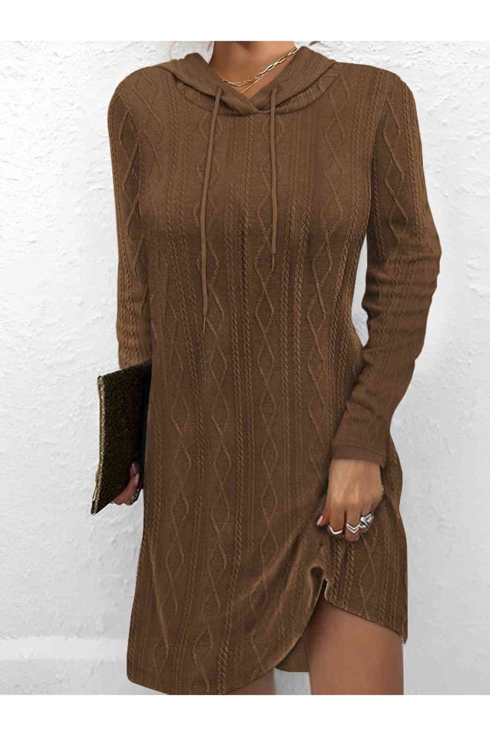 Drawstring Hooded Sweater Dress