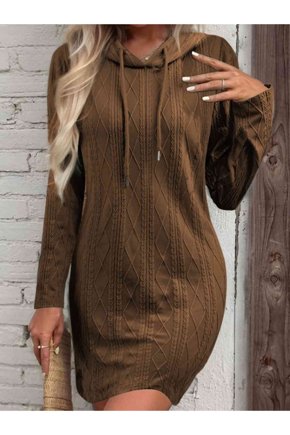 Drawstring Hooded Sweater Dress