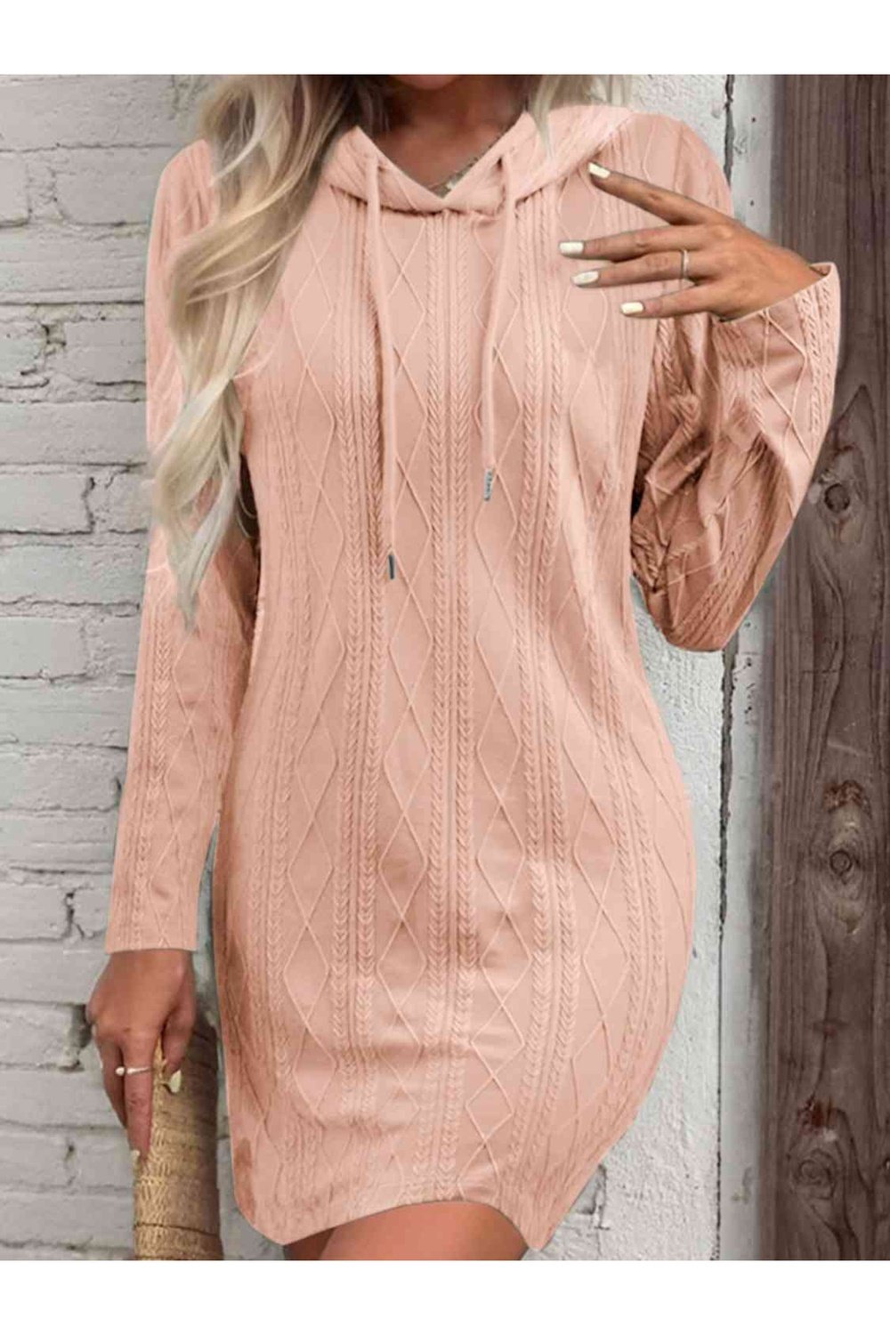 Drawstring Hooded Sweater Dress