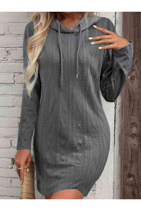 Drawstring Hooded Sweater Dress