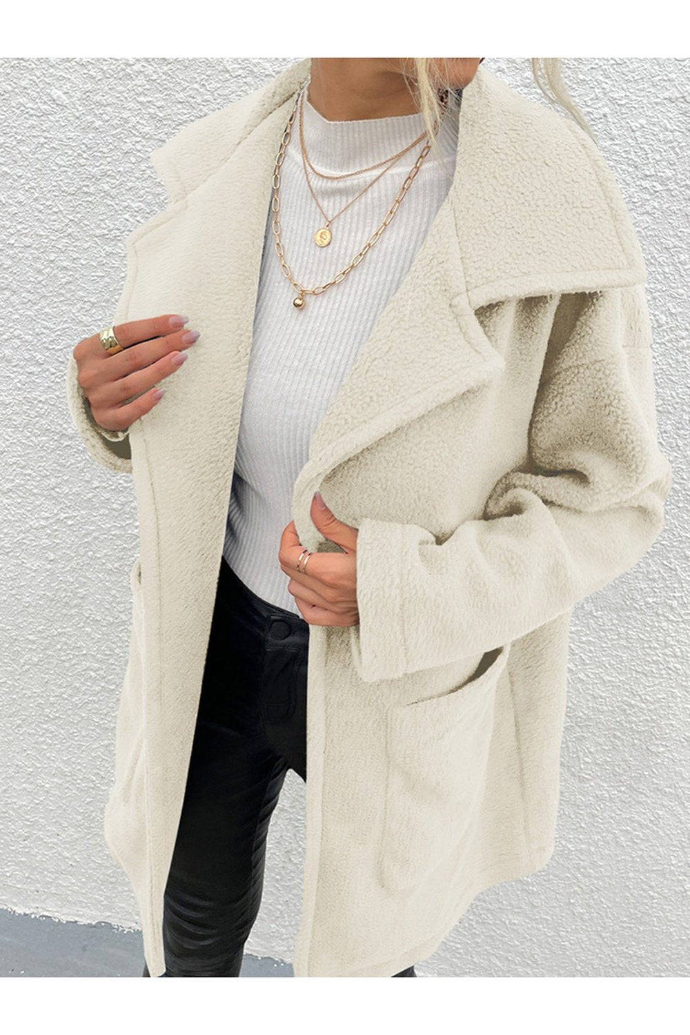 Dropped Shoulder Coat with Pockets