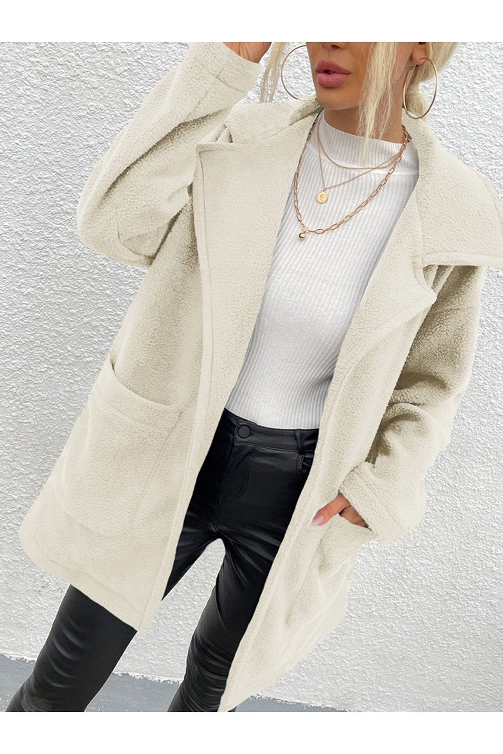 Dropped Shoulder Coat with Pockets