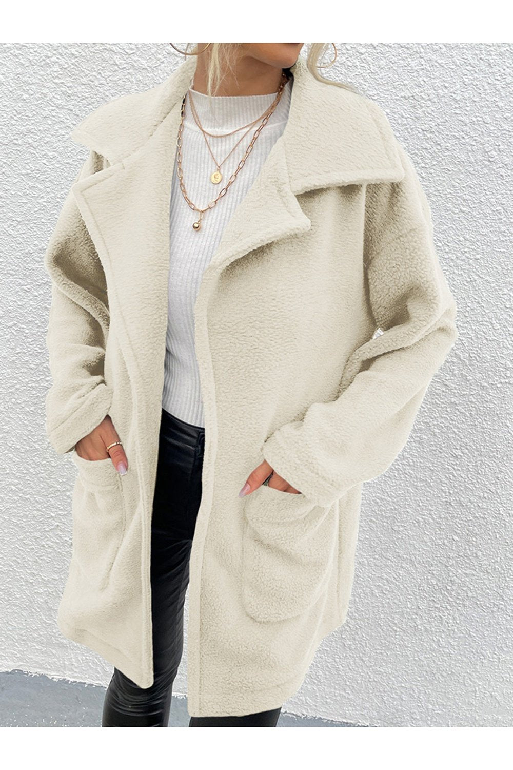 Dropped Shoulder Coat with Pockets