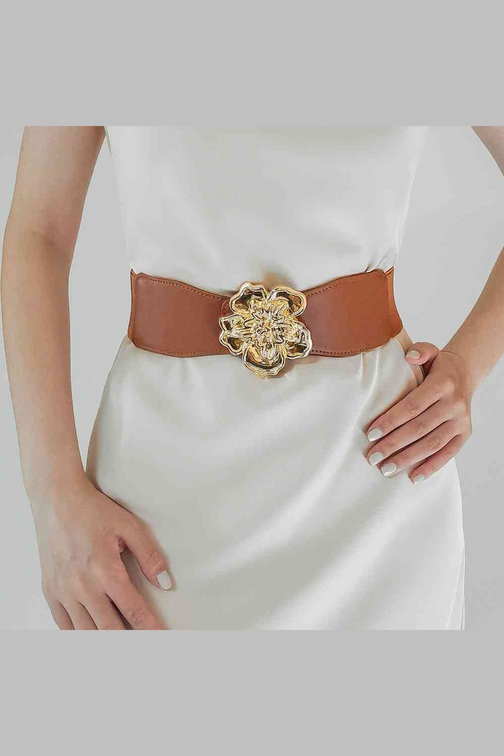 Flower Alloy Buckle Elastic Belt