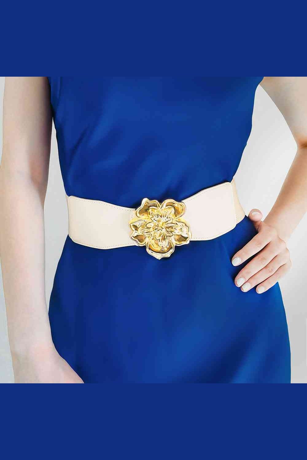 Flower Alloy Buckle Elastic Belt