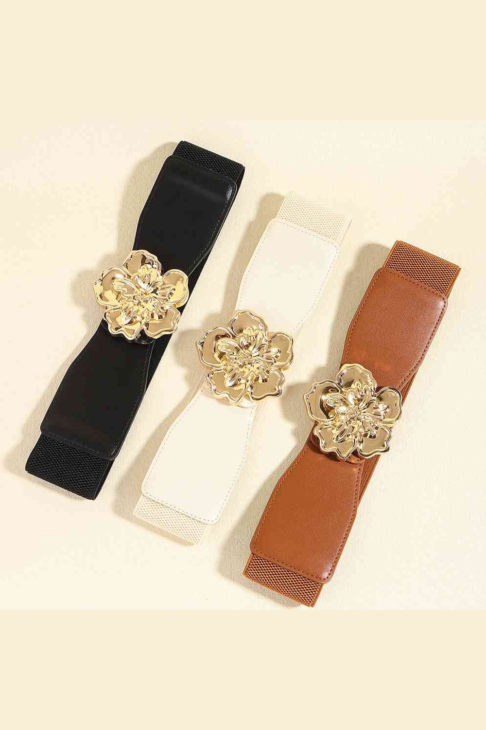 Flower Alloy Buckle Elastic Belt