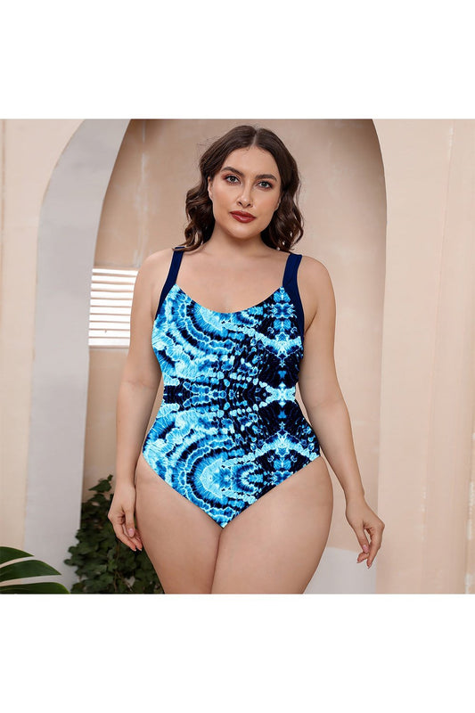 Full Size Printed Scoop Neck Sleeveless One-Piece Swimsuit