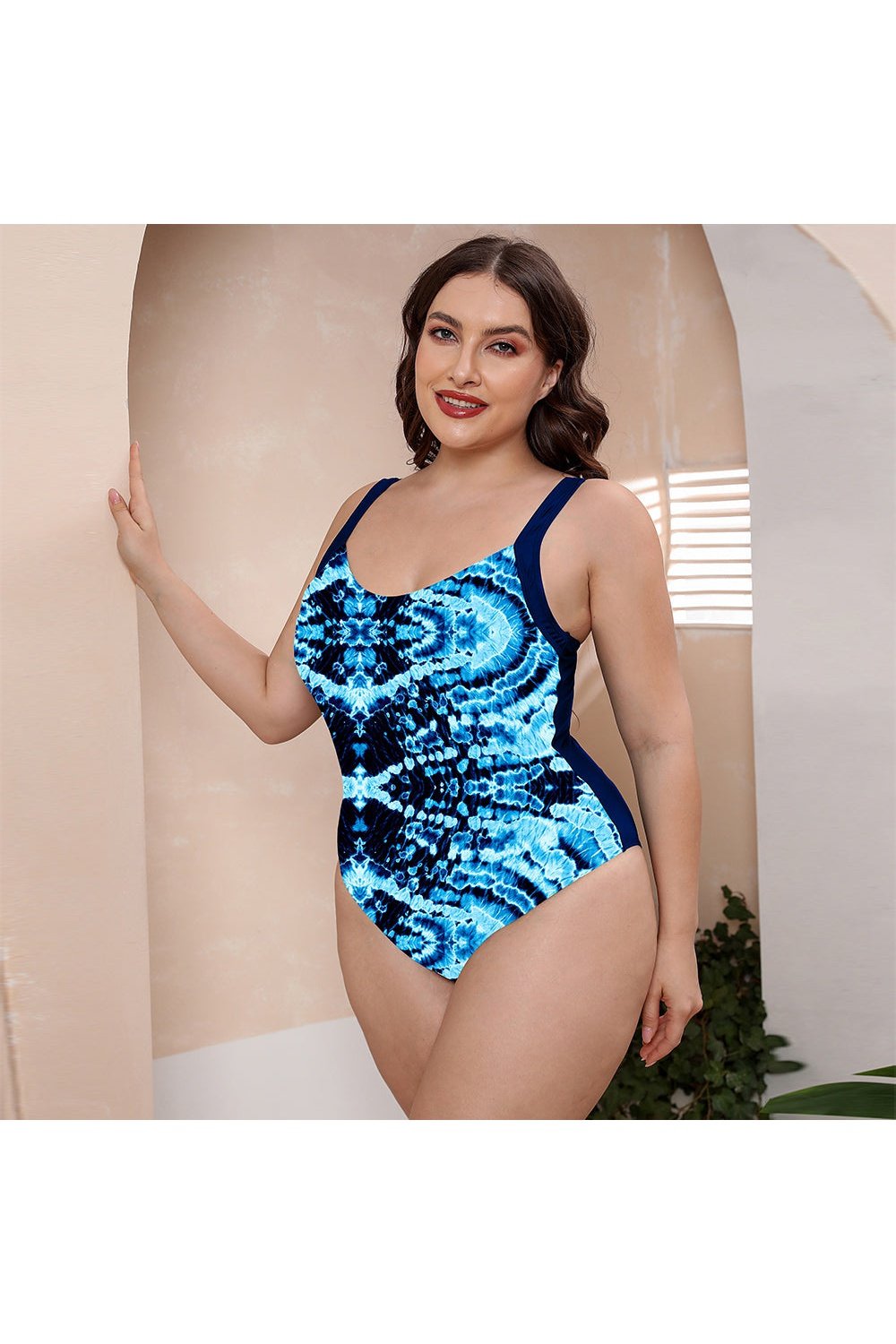 Full Size Printed Scoop Neck Sleeveless One-Piece Swimsuit