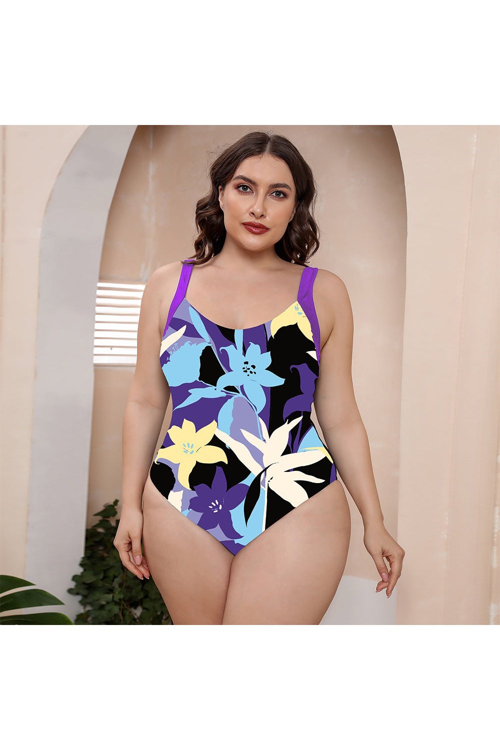 Full Size Printed Scoop Neck Sleeveless One-Piece Swimsuit