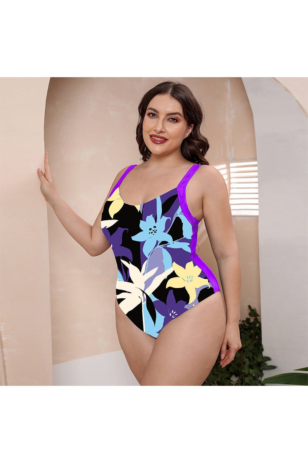 Full Size Printed Scoop Neck Sleeveless One-Piece Swimsuit