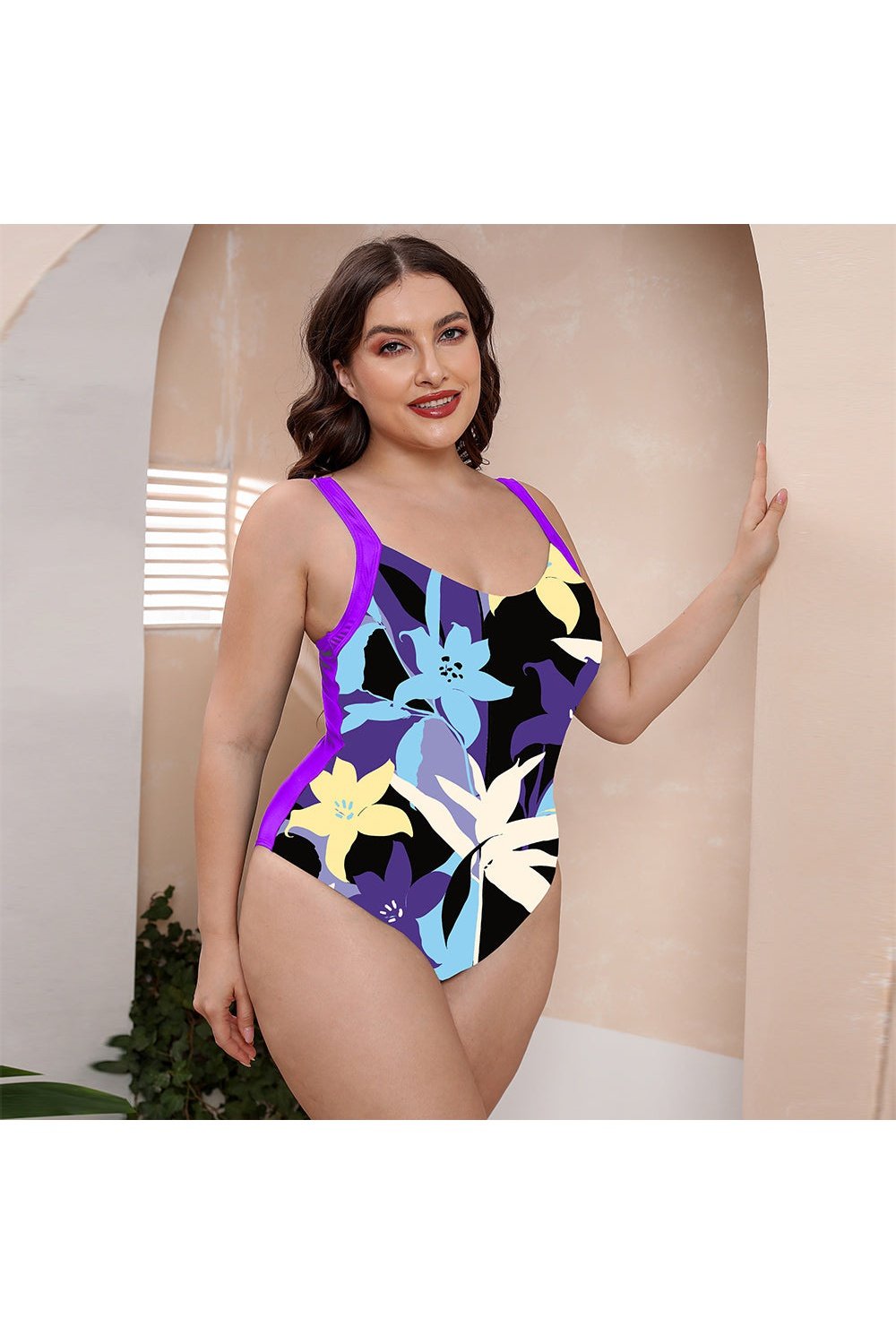 Full Size Printed Scoop Neck Sleeveless One-Piece Swimsuit