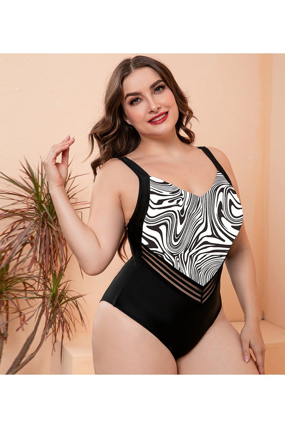 Full Size Printed Sleeveless One-Piece Swimsuit