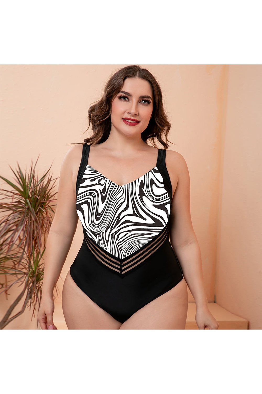 Full Size Printed Sleeveless One-Piece Swimsuit