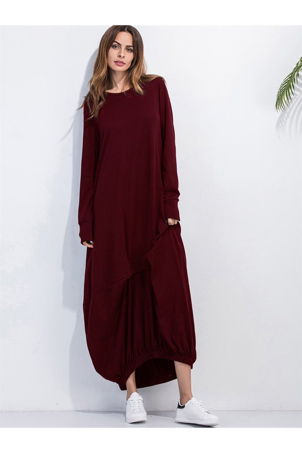 Full Size Round Neck Long Sleeve Sweatshirt Dress