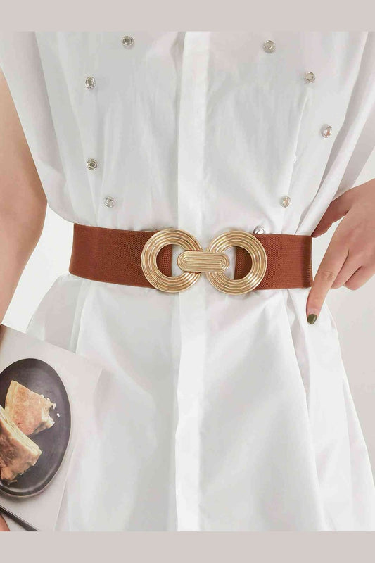 Geometric Buckle Elastic Wide Belt